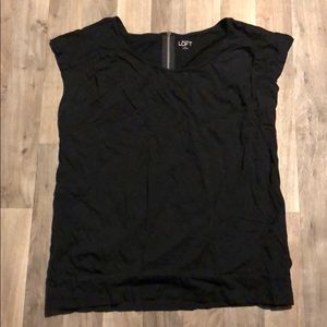 Black Cap Sleeve top with Zipper Detail